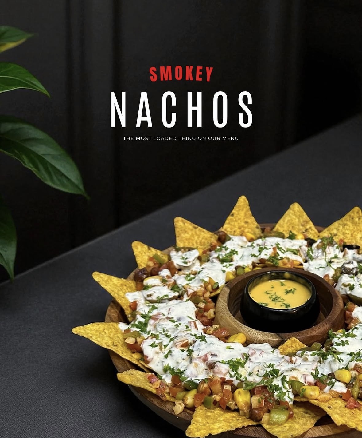 Smokey loaded nachos with cheese dip